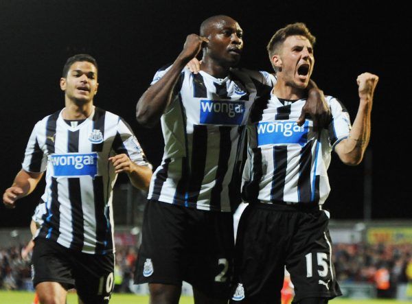 Ameobi celebrates a Newcastle goal