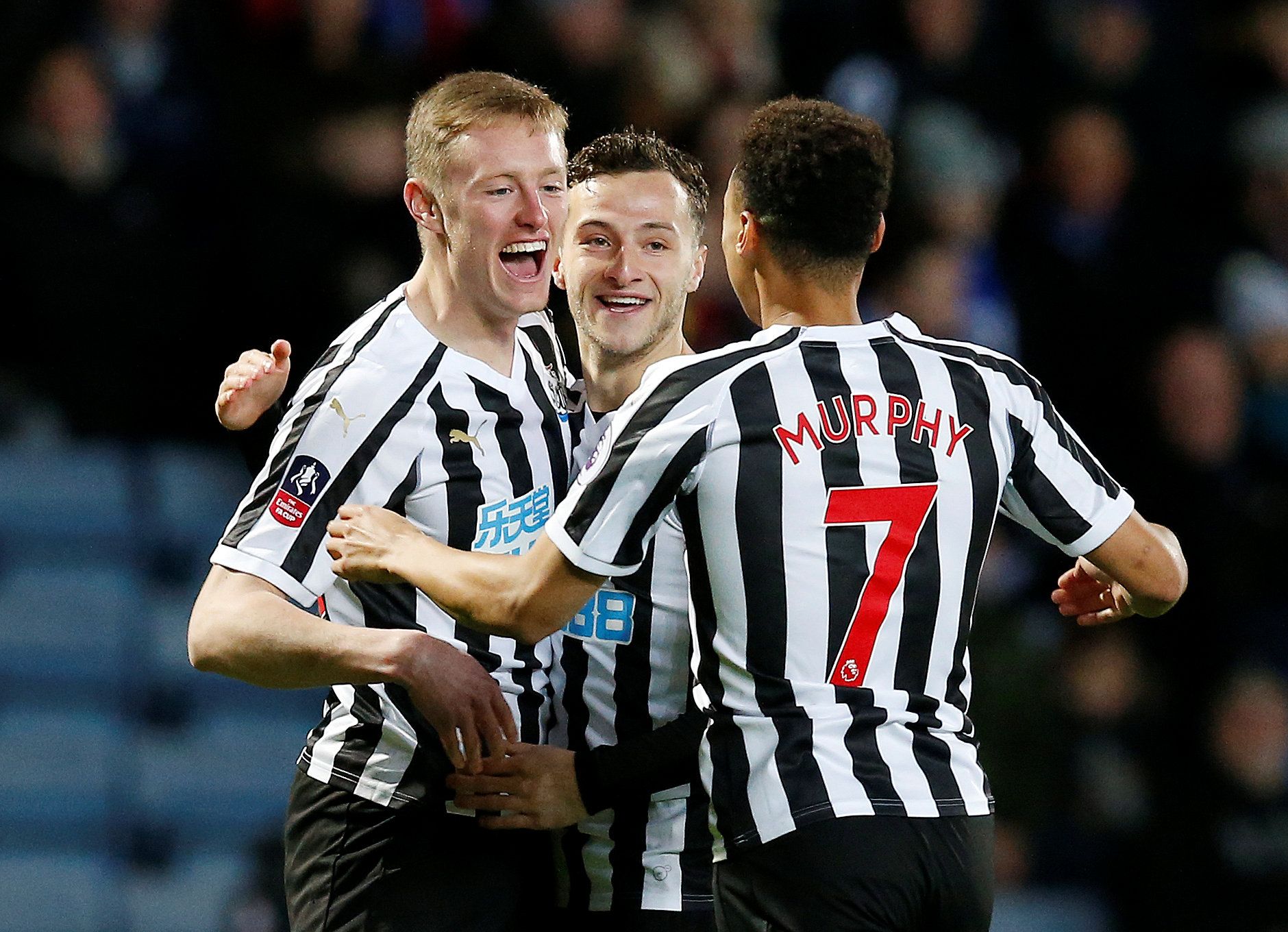 Sean Longstaff celebrates scoring for Newcastle United