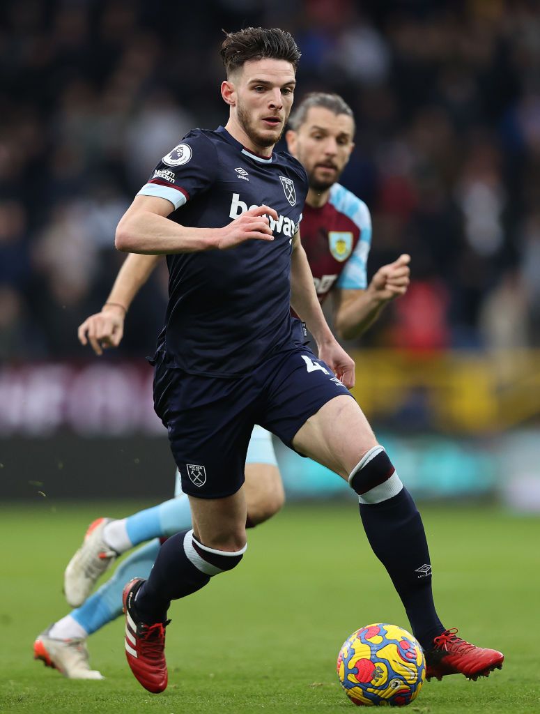 Declan Rice in action for West Ham against Burnley