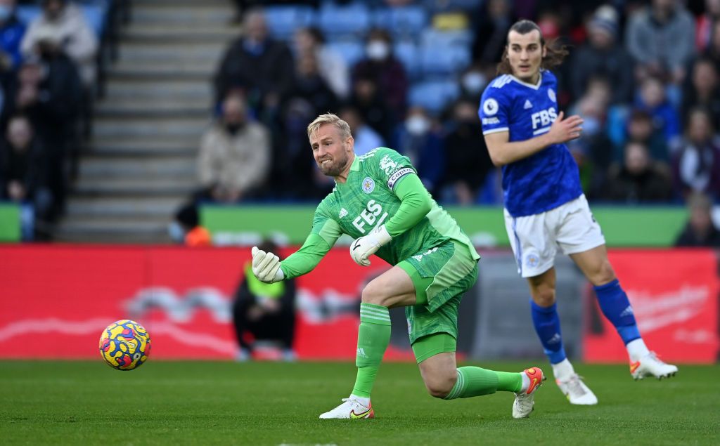 Kasper Schmeichel in action for Leicester City