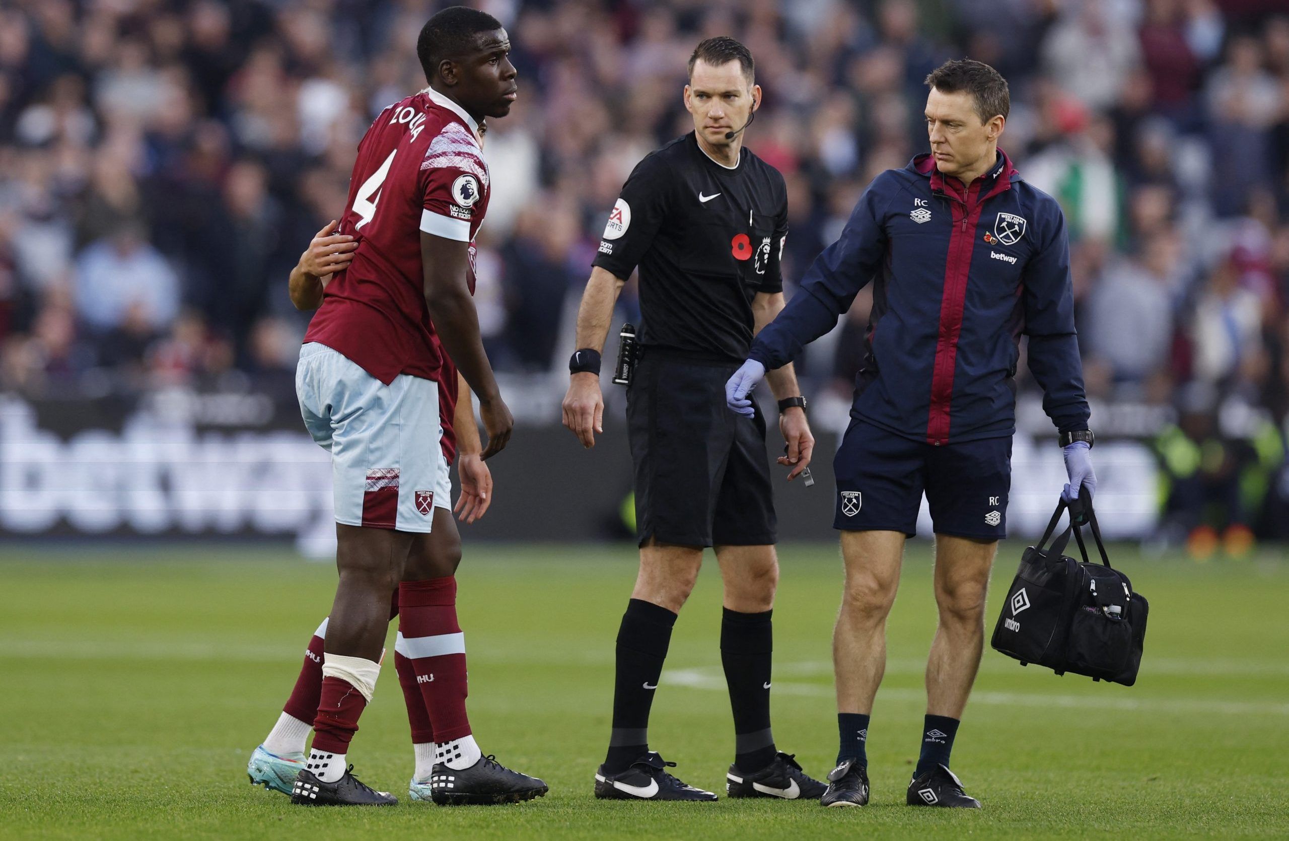 Kurt Zouma suffers West Ham injury